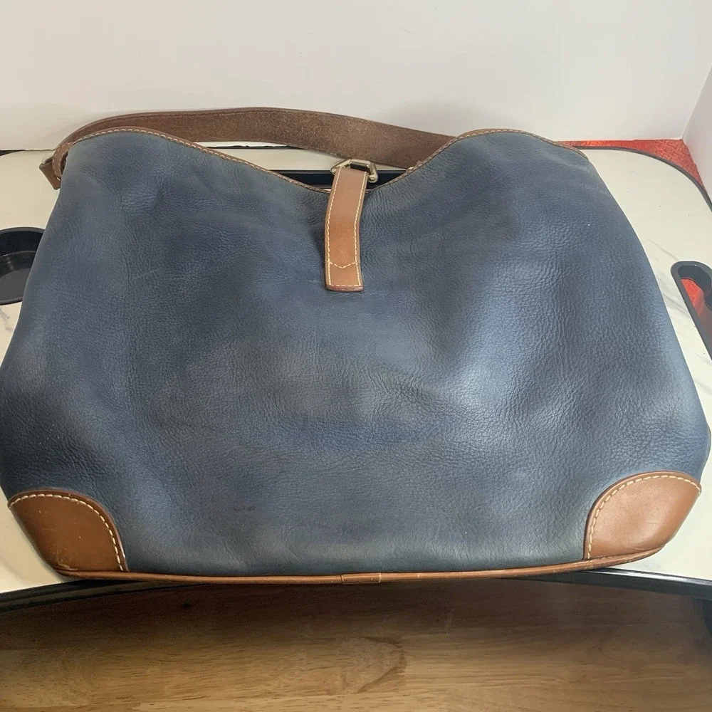 Dooney & Bourke Leather  Logo Lock Hobo Bag Blue
